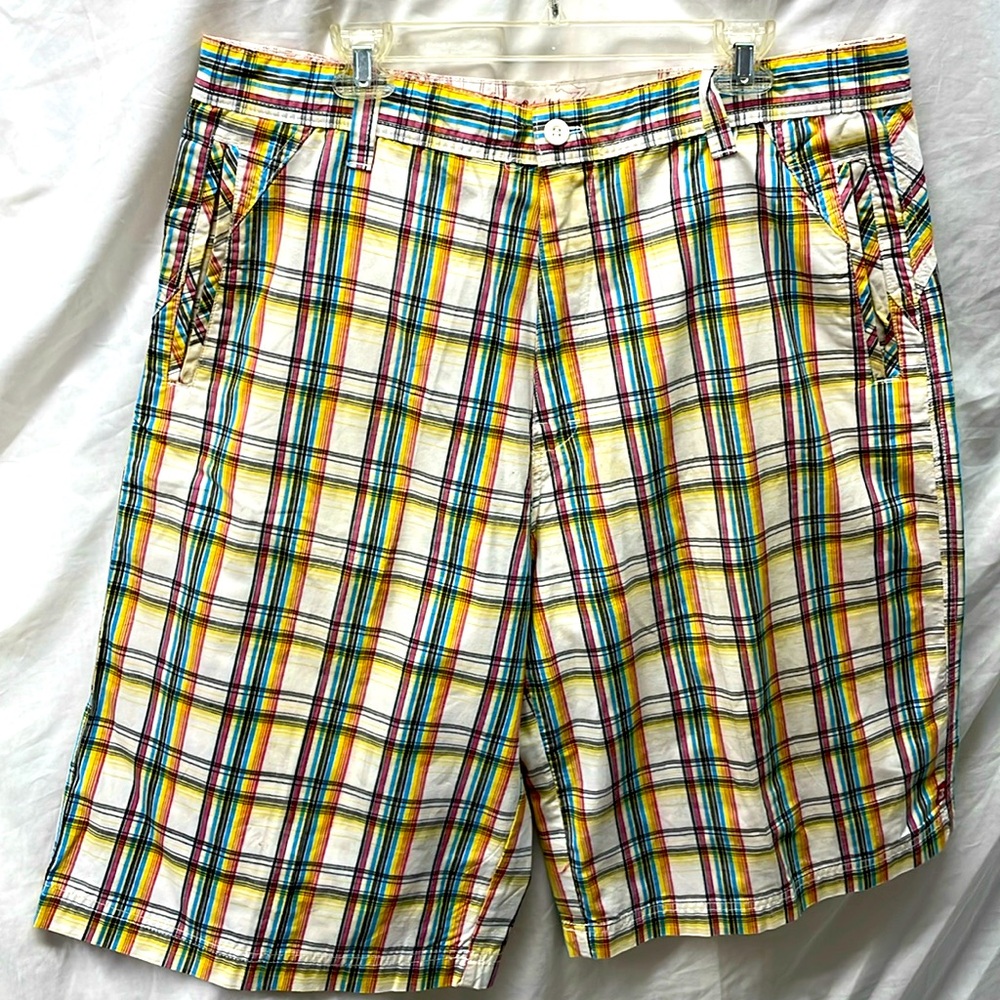 Seven souls plaid poly/cotton knee shorts men sz 40